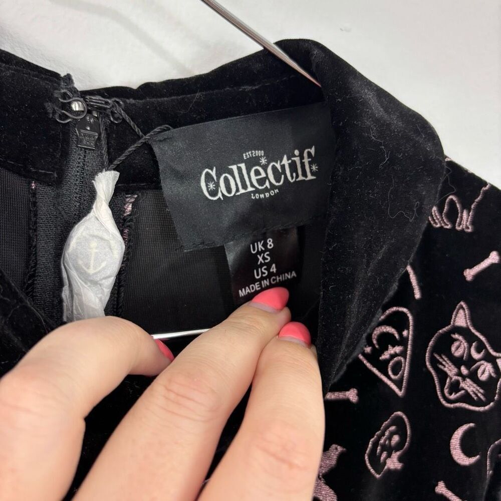 Collectif London Peta Spooky Velvet Swing Dress NWT - Picture 7 of 10